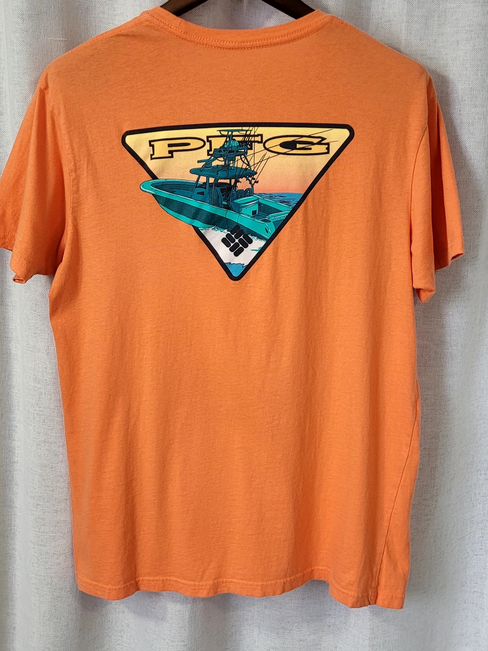 Columbia PFG Men's Orange Boat Graphic T-Shirt Size Large L